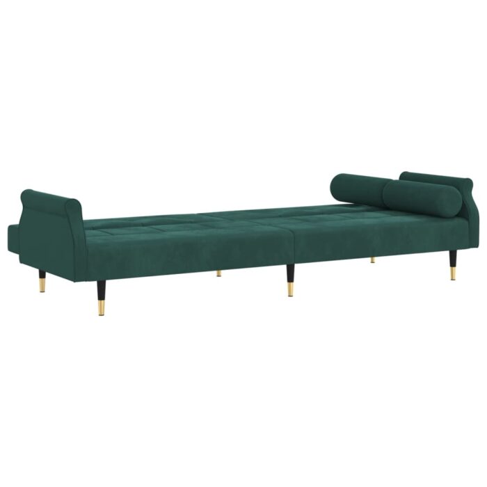 Canapé-lit avec coussins vert foncé velours – Image 6