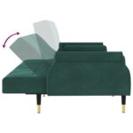 Canapé-lit avec coussins vert foncé velours – Image 7