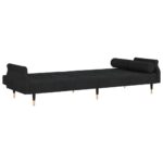 Canapé-lit avec coussins noir velours – Image 6
