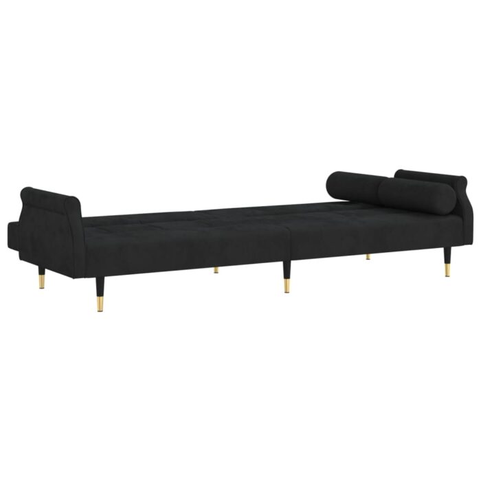 Canapé-lit avec coussins noir velours – Image 6