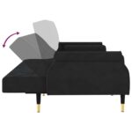 Canapé-lit avec coussins noir velours – Image 7