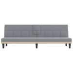 Canapé-lit avec porte-gobelets gris clair tissu – Image 2