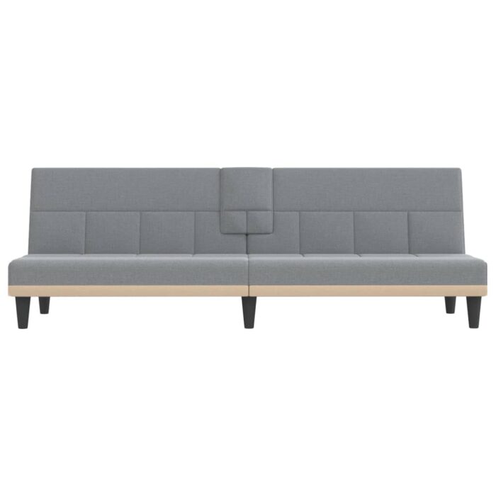 Canapé-lit avec porte-gobelets gris clair tissu – Image 2