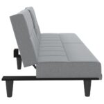 Canapé-lit avec porte-gobelets gris clair tissu – Image 4
