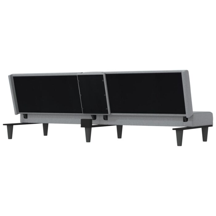 Canapé-lit avec porte-gobelets gris clair tissu – Image 5