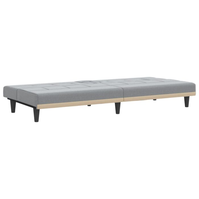 Canapé-lit avec porte-gobelets gris clair tissu – Image 6
