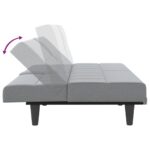 Canapé-lit avec porte-gobelets gris clair tissu – Image 7