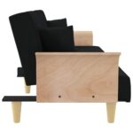 Canapé-lit avec accoudoirs noir tissu – Image 3