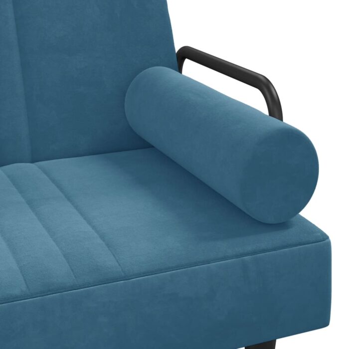 Canapé-lit avec accoudoirs bleu velours – Image 7