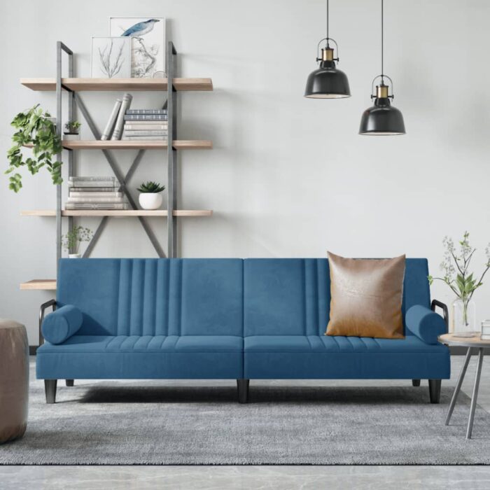 VXL8720845733919_m_en_hd_1.jpg Canapé-lit avec accoudoirs bleu velours – Image 1