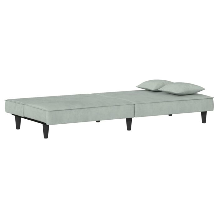 Canapé-lit gris clair Velours – Image 6