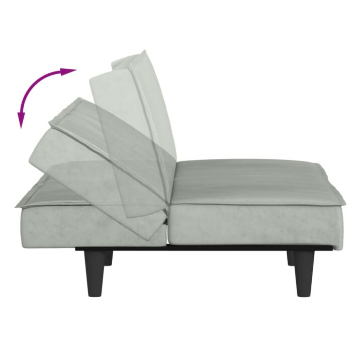 Canapé-lit gris clair Velours – Image 7