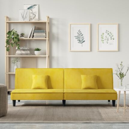 Canapé-lit jaune Velours