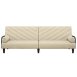 Canapé-lit avec accoudoirs crème tissu – Image 2