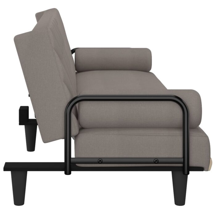 Canapé-lit avec accoudoirs taupe tissu – Image 3