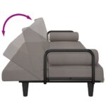 Canapé-lit avec accoudoirs taupe tissu – Image 7