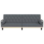 Canapé-lit avec accoudoirs gris foncé tissu – Image 2