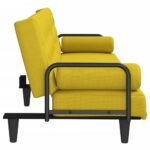 Canapé-lit avec accoudoirs jaune clair tissu – Image 3