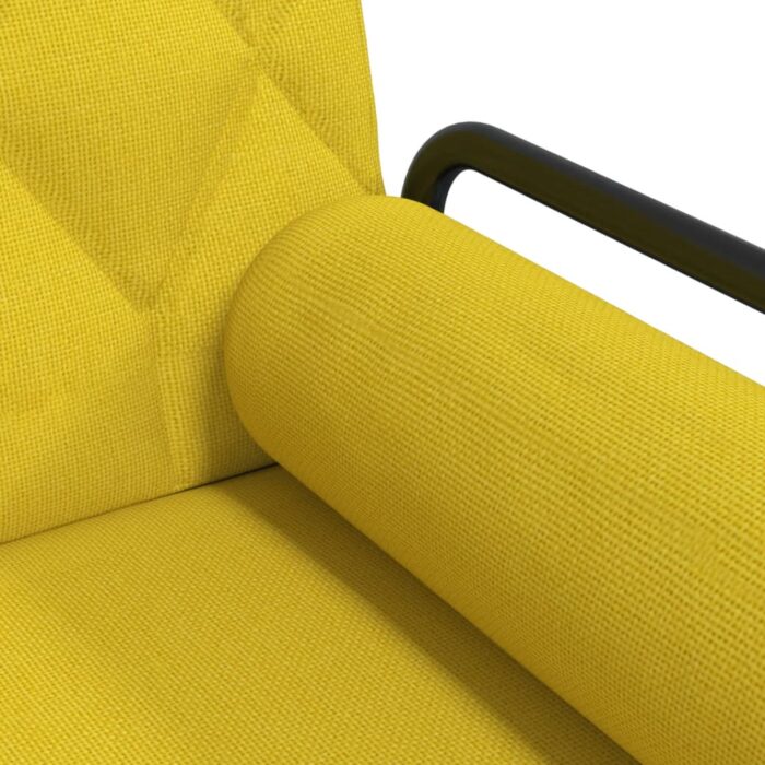 Canapé-lit avec accoudoirs jaune clair tissu – Image 8