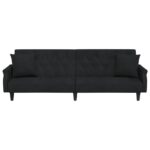 Canapé-lit avec accoudoirs noir velours – Image 2