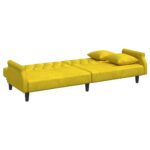 Canapé-lit avec accoudoirs jaune velours – Image 6