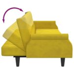 Canapé-lit avec accoudoirs jaune velours – Image 7