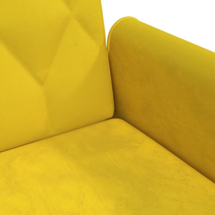 Canapé-lit avec accoudoirs jaune velours – Image 8