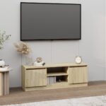 Meuble TV avec porte Chêne sonoma 102x30x36 cm