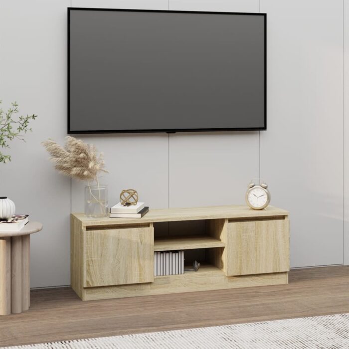 Meuble TV avec porte Chêne sonoma 102x30x36 cm – Image 1