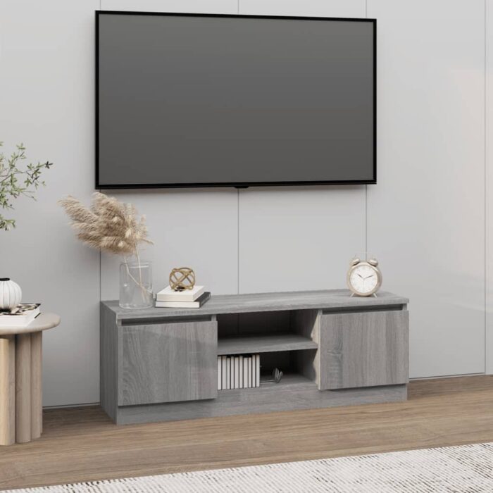Meuble TV avec porte Sonoma gris 102x30x36 cm – Image 1