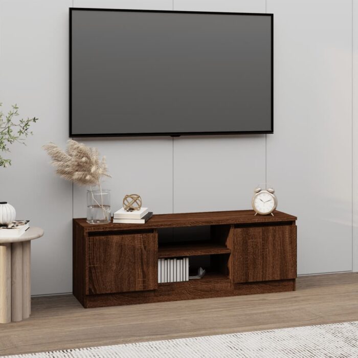 Meuble TV avec porte Chêne marron 102x30x36 cm – Image 1