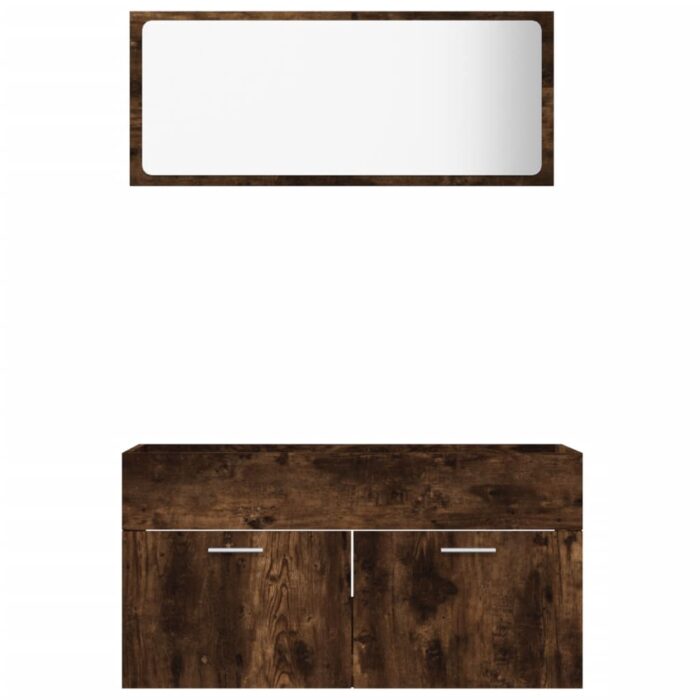 Ensemble de meubles de salle de bain 2 pcs Chêne fumé – Image 3