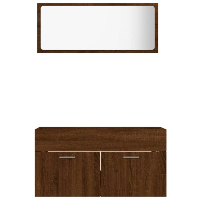 Ensemble de meubles de salle de bain 2 pcs Chêne marron – Image 3