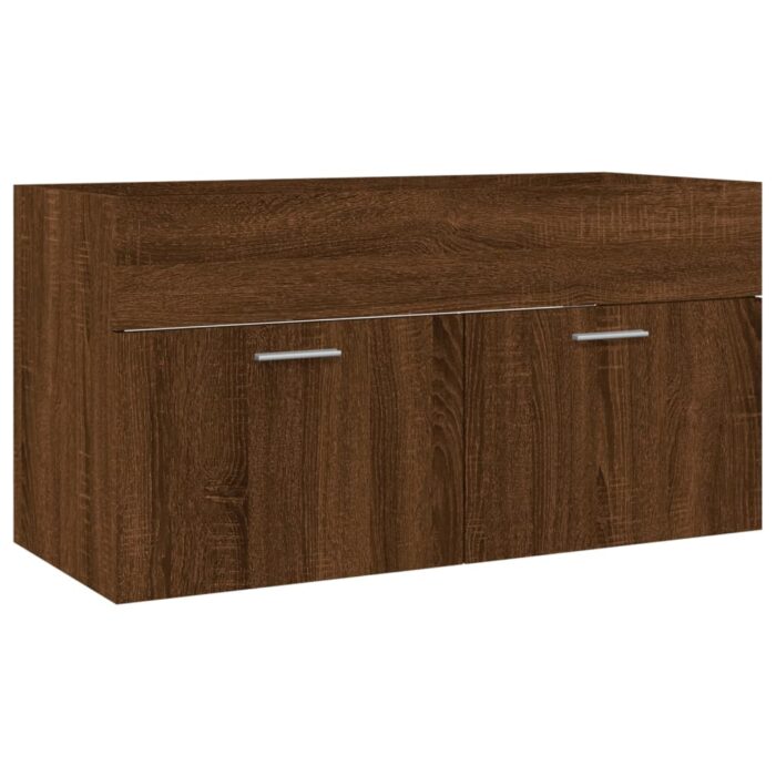 Ensemble de meubles de salle de bain 2 pcs Chêne marron – Image 5