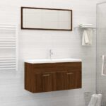 Ensemble de meubles de salle de bain 2 pcs Chêne marron