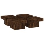 Table basse Chêne fumé 90x90x28 cm Bois d'ingénierie – Image 2