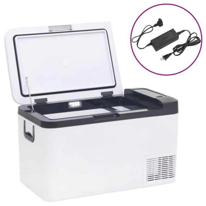Glacière avec poignée et adaptateur noir et blanc 18 L PP et PE – Image 1