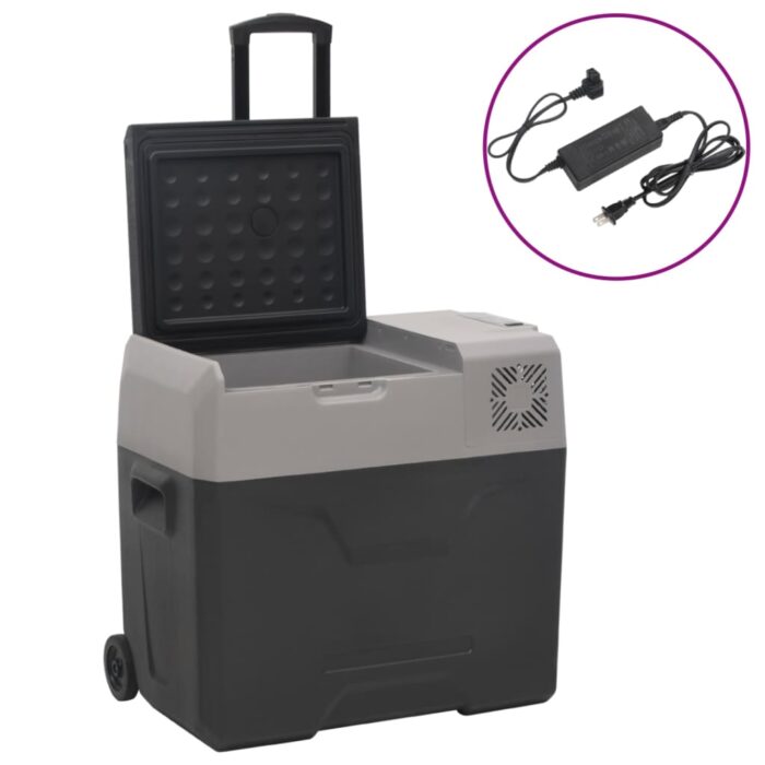 Glacière avec roue et adaptateur noir et gris 30L polypropylène – Image 1