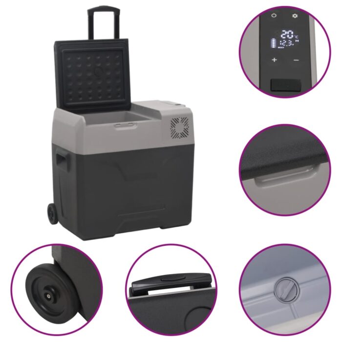 Glacière avec roue et adaptateur noir et gris 30L polypropylène – Image 8