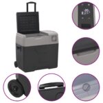 Glacière avec roue et adaptateur noir et gris 50L polypropylène – Image 8