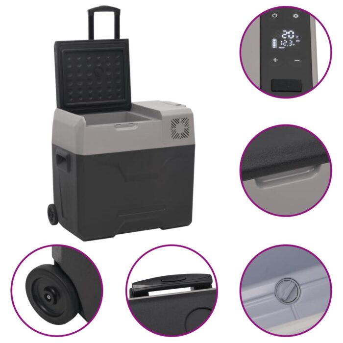 Glacière avec roue et adaptateur noir et gris 50L polypropylène – Image 8