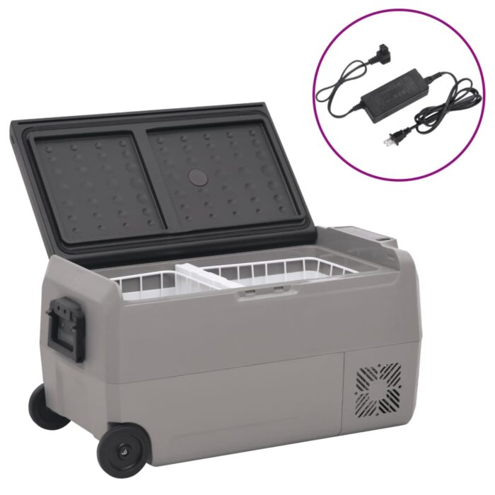 Glacière avec roue et adaptateur noir et gris 60 L PP et PE – Image 1