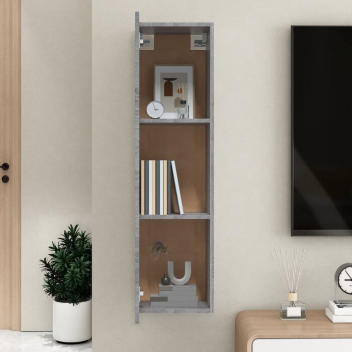 Meuble TV mural Sonoma gris 30,5x30x110 cm – Image 2