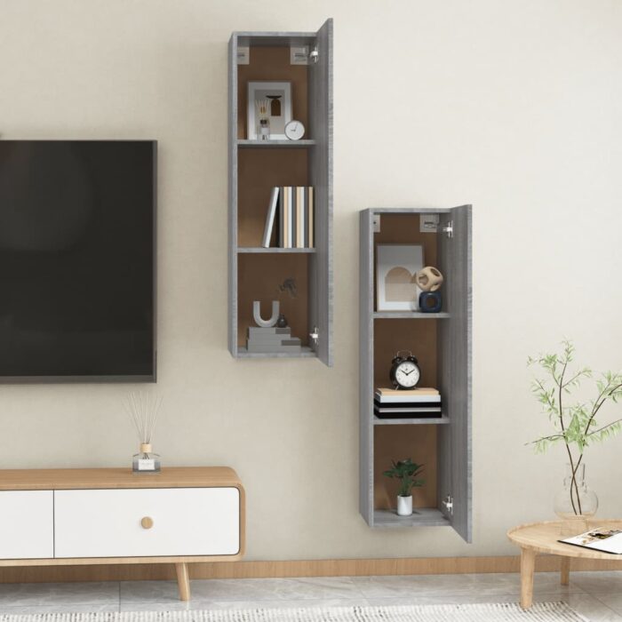 Meubles TV muraux 2 pcs Sonoma gris 30,5x30x110 cm – Image 2