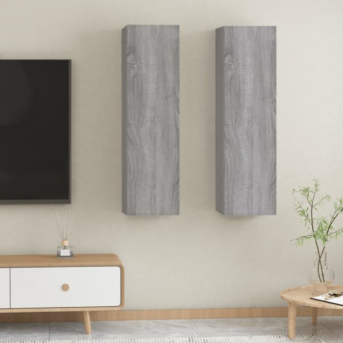 Meubles TV muraux 2 pcs Sonoma gris 30,5x30x110 cm – Image 3