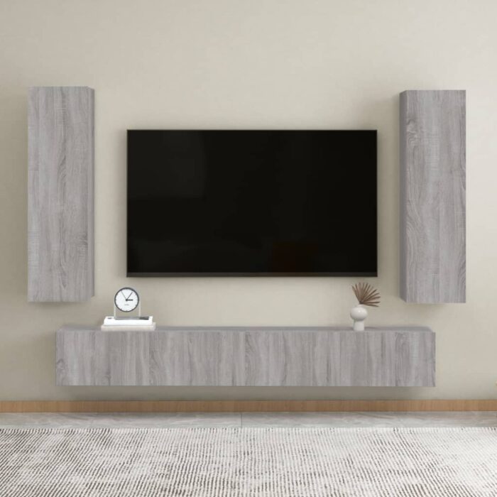Meubles TV muraux 2 pcs Sonoma gris 30,5x30x110 cm – Image 1
