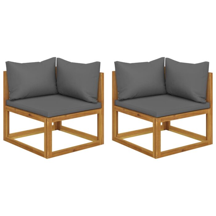 Canapés d'angle sectionnels 2pcs et coussins bois massif acacia – Image 1