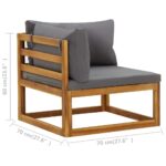 Canapés d'angle sectionnels 2pcs et coussins bois massif acacia – Image 7