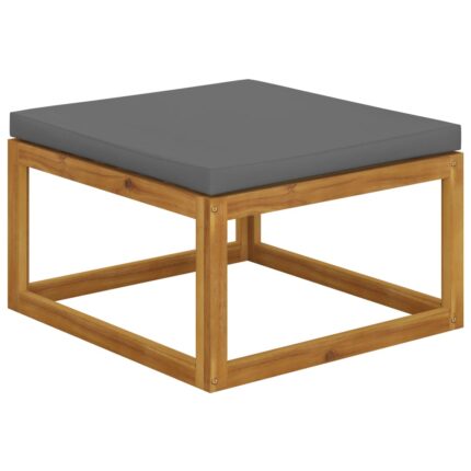 Repose-pied avec coussin gris foncé bois massif d'acacia
