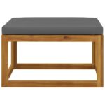 Repose-pied avec coussin gris foncé bois massif d'acacia – Image 2